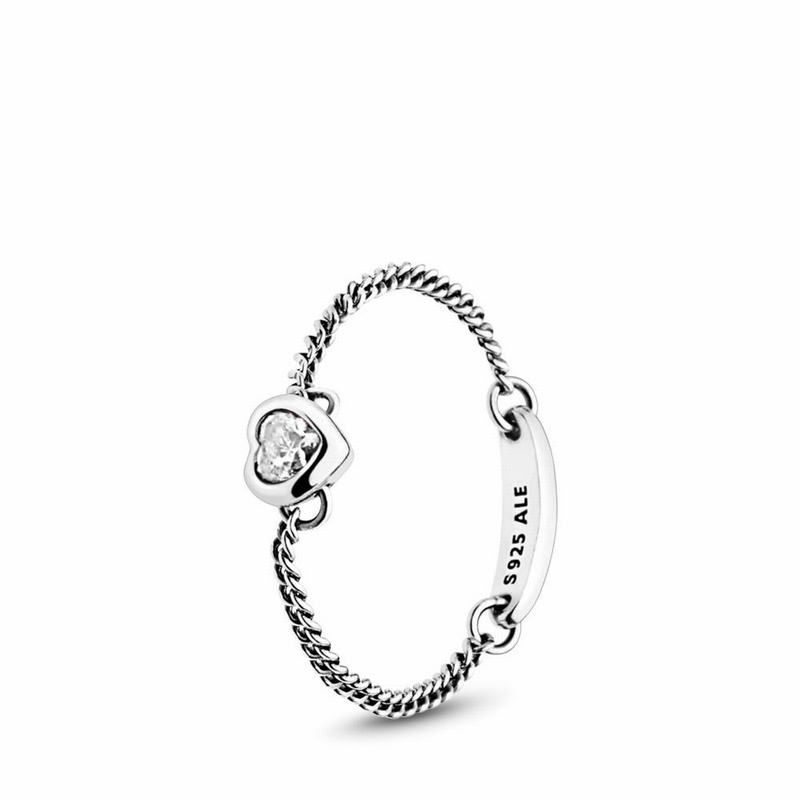 Pandora Spirited Heart Stackable Ring Ireland - Sterling Silver/Cubic Zirconia - 236597VBM